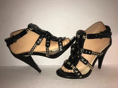 ZAPATOS DE SALÓN MAX STUDIO TALLA 7 CUERO NEGRO CORREA AL TOBILLO MUJER WS11-2-8 Foto 1 de 4