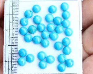 19.45 Ct 5.8 Mm Round Natural Arizona Nailing Blue Turquoise Loose Gemstone Lot - Picture 1 of 3