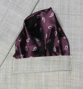 Gascoigne Pocket Square Maroon Red Teardrop Pattern - Picture 1 of 1