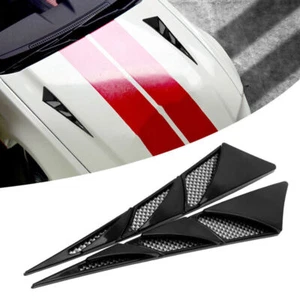 2* Black Car Air Flow Intake Scoop Bonnet Simulation Vent Cover Hood Decoration - Foto 1 di 8