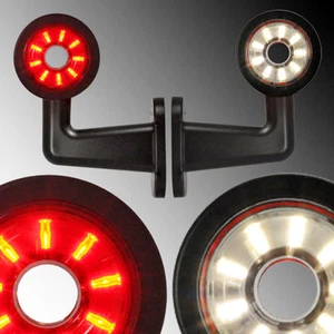 2x LED Begrenzungsleuchte 90° Rot/Weiß 125 mm – LKW, Traktor, Anhänger, IP68 - Bild 1 von 5