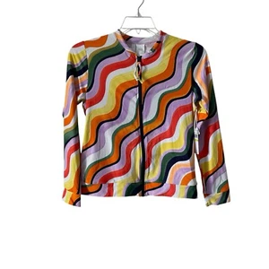 Top Anne Cole manga larga cremallera completa protector contra erupciones talla M UPF 50+ multicolor - Imagen 1 de 7