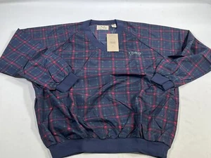 Vintage Mens Izod Flannel Check Windbreaker Pullover Jacket - Picture 1 of 4