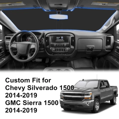 Parabrisas delantero plegable bloque cubierta UV para GMC Sierra 1500 2014-2019 Foto 1 de 4
