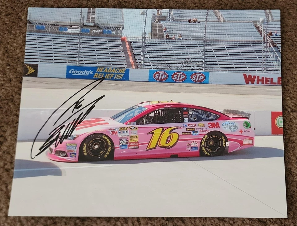 FOTO BRILLANTE GREG BIFFLE **AUTOGRAFIADA** #16 ROSA 3M FORD AT MARTINSVILLE 8X10 Foto 1 de 1