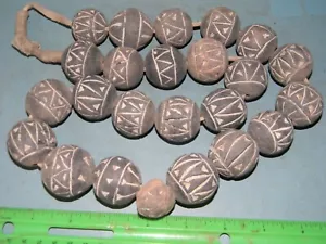 23 Bead Strand - Spindle Whorls Beads Africa Mali Clay String African Art #1 - Picture 1 of 5