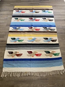 Zapotec Oaxaca Wall Hanging Rug Birds Wool Hand-Woven Native Mexican Boho - Picture 1 of 12