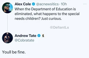 Andrew Tate Tweet über das Ministerium für Regierungseffizienz - 5 x 7 Hochglanzfoto - Bild 1 von 1
