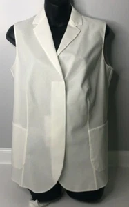 Blusa/chaleco blanco de algodón semi transparente Akris Anemone talla 12 nuevo con etiquetas - Imagen 1 de 10