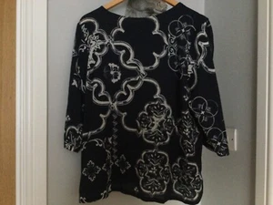 NEXT TOP BLUSA BIANCA E BLU SPALLA FREDDA TAGLIA 16 - Foto 1 di 3