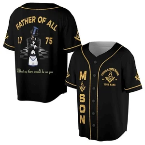 Personalized Freemason Father Of All Golden Line Baseball Jersey S-5XL - Picture 1 of 12