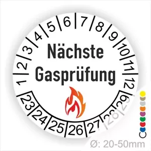 Nächste Wartung Gas Prüfung Prüfplakette Wartungsplakette Wohnmobil Ø:20-50mm - Bild 1 von 15