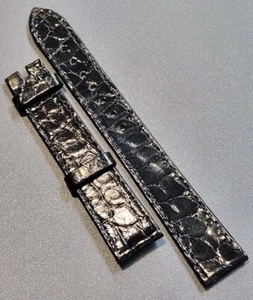 Omega Armband 16 mm - 14 mm ungetragen glänzend schwarz Alligator - Bild 1 von 2