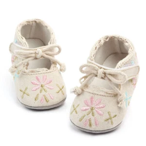 Bebé Niñas Princesa Zapatos Lindos Mariposa Bordado Primer Caminante Antideslizantes Zapatos - Imagen 1 de 6