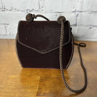 Vintage Jacquelin Ferrar Dark Brown Shoulder Purse Beaded Twist Design Straps - Image 1 of 4
