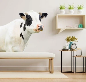 3D White Cow I134 Animal Wallpaper Mural Poster Wall Stickers Decal Honey - Picture 1 of 6