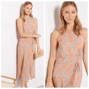 Rails Dress Womens Size Medium Gabriella cheetah Print ruched Front Tie Midi New - Picture 1 of 11