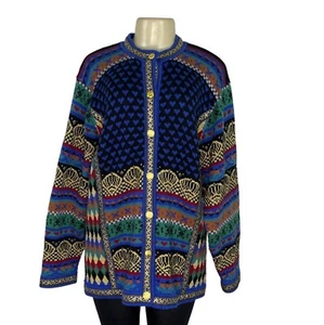 Vintage Vrikke Norwegian Wool Cardigan By Irene Haugland Zahl Size L - Picture 1 of 6