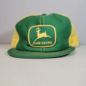 John Deere Vintage Truckermütze grün gelb Netz Druckknopflasche Patch Louisville Farm Gear - Bild 1 von 6