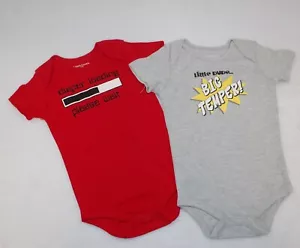Baby Boys 2 LOT BODYSUIT TEE Gray Red LITLE DUDE BIG TEMPER Diaper Loading 18 MO - Picture 1 of 1