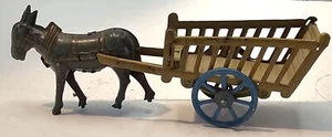 German Tin Penny Toy Mule Donkey pulling cart wagon Meier ? - Picture 1 of 7