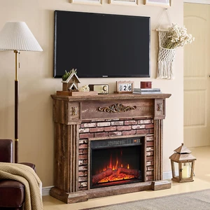43" Electric Fireplace with Mantel, Electric Fireplace Heater, TV Stand W/Freest - Picture 1 of 6
