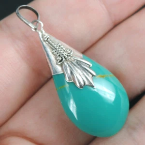 Joyería colgante de resina color turquesa con forma de lágrima de plata de ley 925 - Imagen 1 de 8
