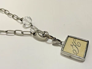 JEWEL KADE Letter "K" Reversible PENDANT Charm Golden Shimmer/Black on NECKLACE - Picture 1 of 4