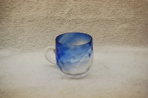 SCHÖNER VIKTORIANISCHER BLAUER BIS KLARER BLUERINA COINDOT PUNSCHBECHER 1890er - Bild 1 von 4