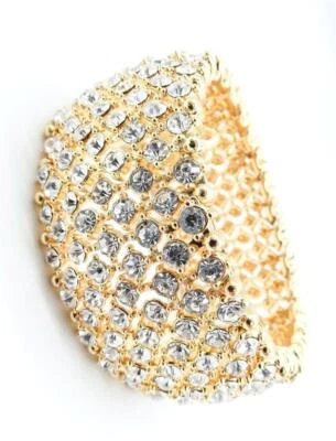 БЛЕСТЯЩИЙ МЕРЦАЮЩИЙ коренастый золотой кристаллы ссылки эластичный браслет СВАДЕБНЫЙ КОНКУРС КОРОЛЕВА - Изображение 1 из 4