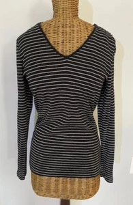 LAUREN RALPH LAUREN - SILVER BLACK STRIPE LIGHT LONG SLEEVE SWEATER - M - Picture 1 of 4