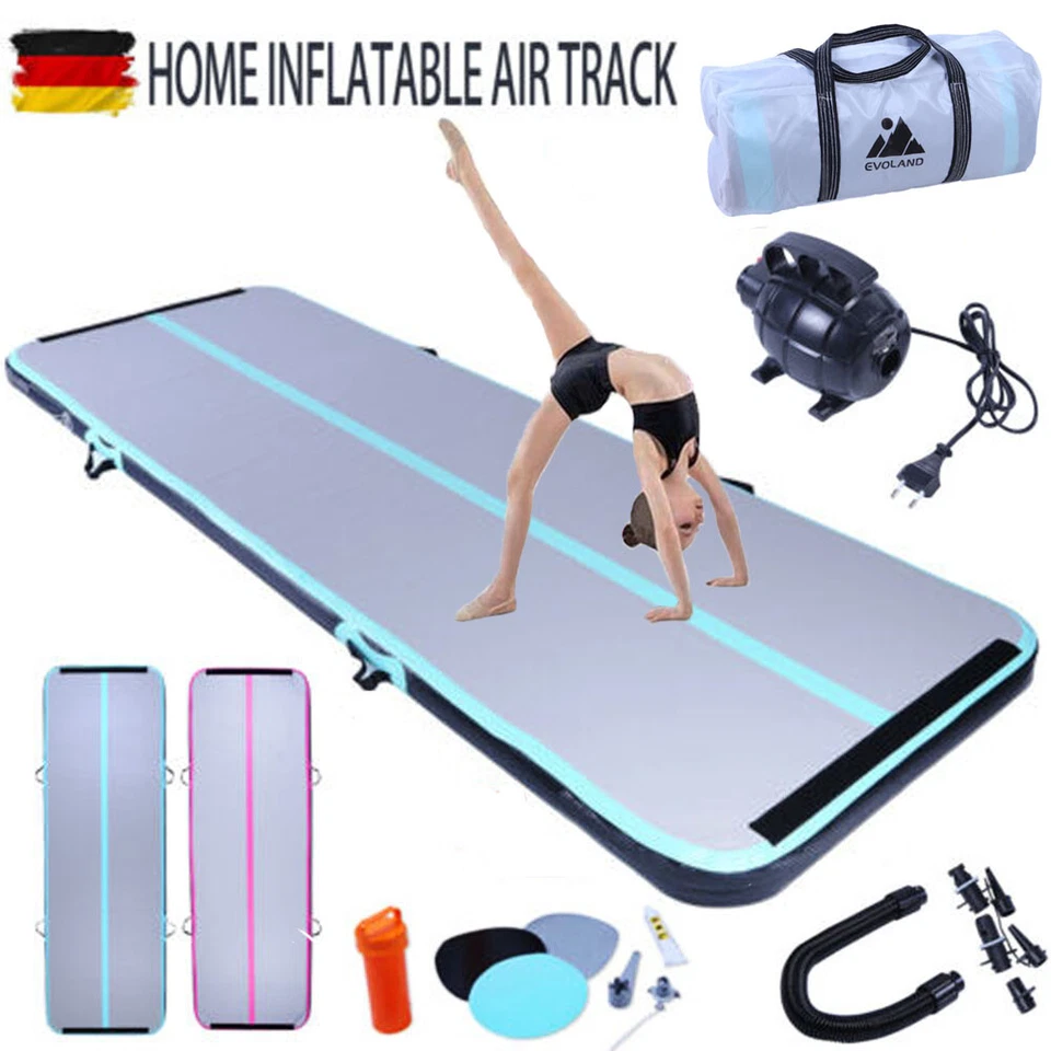 EVOLAND Air Turnmatte Track Tumbling Matte Aufblasbar Gymnastikmatte mit Pumpe