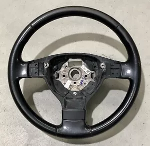 VW Passat B6 3C Black Leather Steering Wheel 3C0419091A Golf Mk5 Jetta EOS - Picture 1 of 6