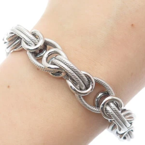 JUDITH RIPKA 925 Sterling Silver Round-Cut C Z Multi-Circle Link Bracelet 7" - Picture 1 of 9
