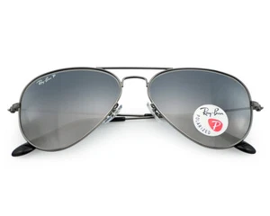 Ray-Ban Sunglasses RB3025 Aviator Gradient Gunmetal Frame Blue Gray Lens 58mm - Picture 1 of 11