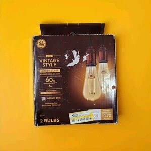 New GE Vintage Style Amber Glass 60W ST19 Dimmable Light Bulbs (2pk) box damage - Picture 1 of 5