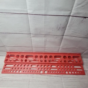 Akro-mills Plastic wall mount tool holder 24" long 6" deep red 94 holes - Picture 1 of 6