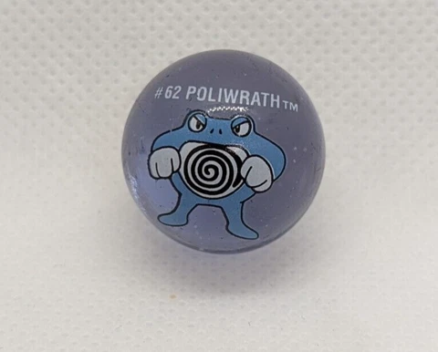 POKEMON 2000 #62 POLIWRATH - MAGENTA GLASS MARBLE - VINTAGE - GREAT CONDITION! Cover