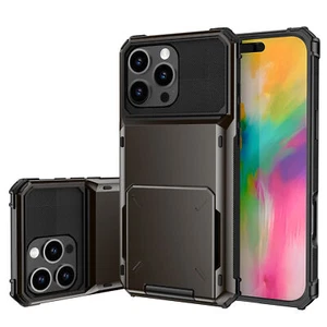 Custodia per iPhone 16+ 16 Pro Max PC+TPU con slot flip card resistente agli urti - Foto 1 di 18