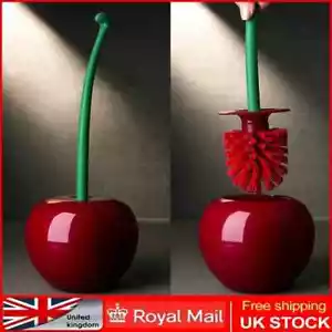Cherry Shaped Toilet Brush and Holder Set Standing WC Bathroom Cleaning Brush UK - Picture 1 of 6