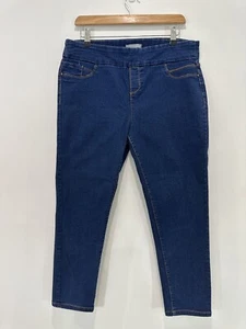 Katies Ponte Pants Women 14 W34 L25 Blue Stretch Tapered Pull On Elastic Waist - Picture 1 of 10