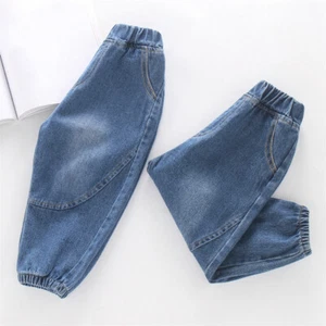 Kids Toddler Baby Boy Jeans Casual Skinny Denim Pants Elastic Waist Cool Loose - Picture 1 of 5