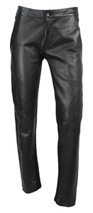Gareth Pugh Hose schwarz Leder Strickbesatz abgesetzt mittelhoch spitz zulaufendes Bein 48 - Bild 1 von 8