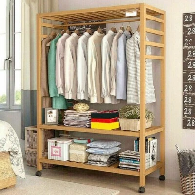 XXL Garderobenschrank Kleiderschrank offen Garderobe auf Rollen für Schlafzimmer - Bild 1 von 4