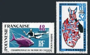 Fr Polynesia C52-C53,hinged.Michel 94-95. Underwater fishing,1969.Fish,Flags. - Picture 1 of 1