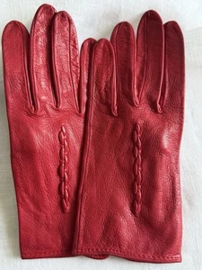 Damen Lederhandschuhe 7,5 Handschuhe Leder Nappaleder Rot - Bild 1 von 6