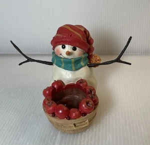Nuovo Hallmark Mitford pupazzo di neve Moe cesto di mele portacandele tealight Jan Karon - Foto 1 di 4