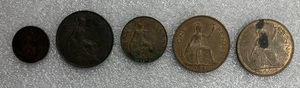 5 alte Münzen aus Großbritannien Großbritannien One Cent Half Penny Farthing 1886 1905 1940 - Bild 1 von 12
