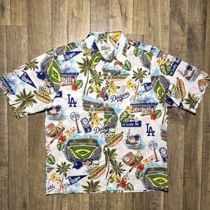 Neu Reyn Spooner MLB Collaboration weiß La Dodgers Knopfleiste Hemd Herren Größe M - Bild 1 von 8