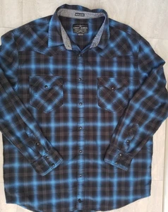Cody James Western Hemd Herren 2XL blau kariert Perlen Druckknopf Baumwolle Langarm - Bild 1 von 6